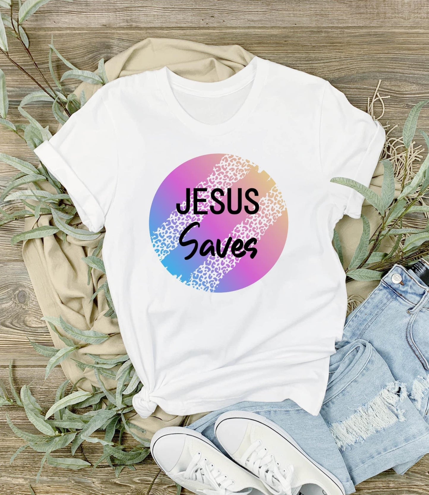 Jesus saves ombré T-shirt