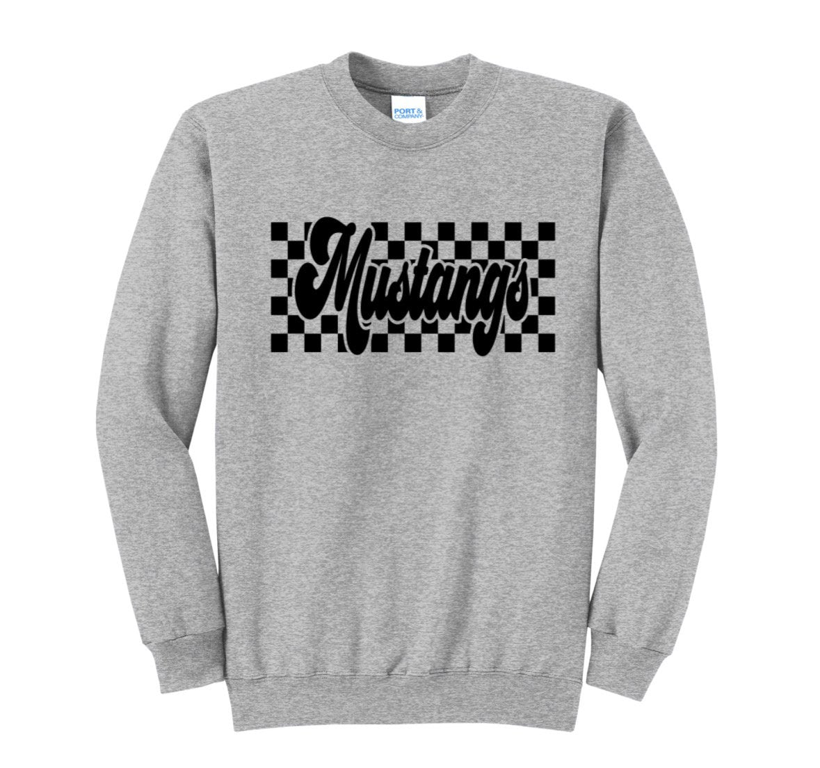 MUSTANG CHECKERED SOLID CREWNECK SWEATSHIRT