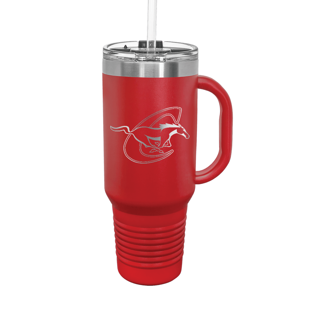 Red 40oz Tumbler With Chisum Horse No Name