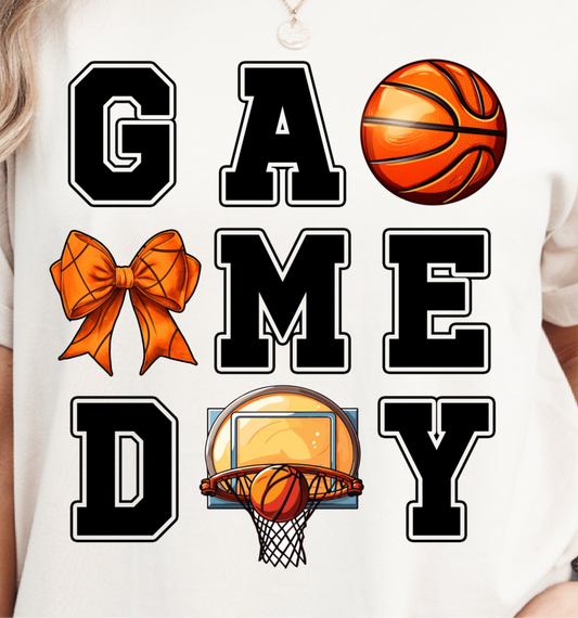 Game Day basketball coquette bow tshirt