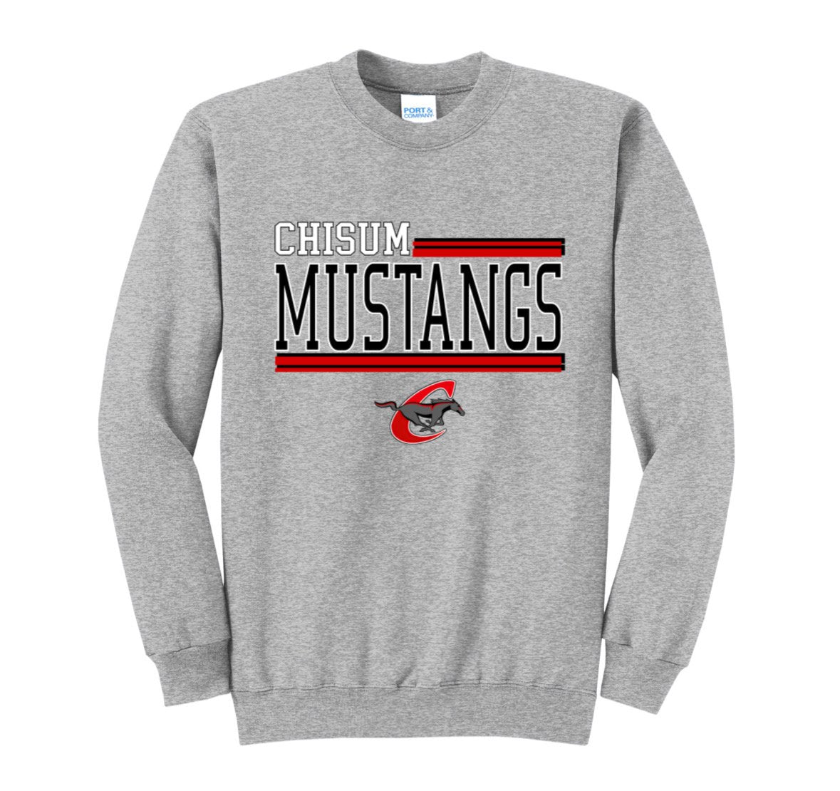 BOLD CHISUM MUSTANGS CREWNECK SWEATSHIRT
