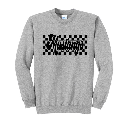 MUSTANG CHECKERED SOLID CREWNECK SWEATSHIRT