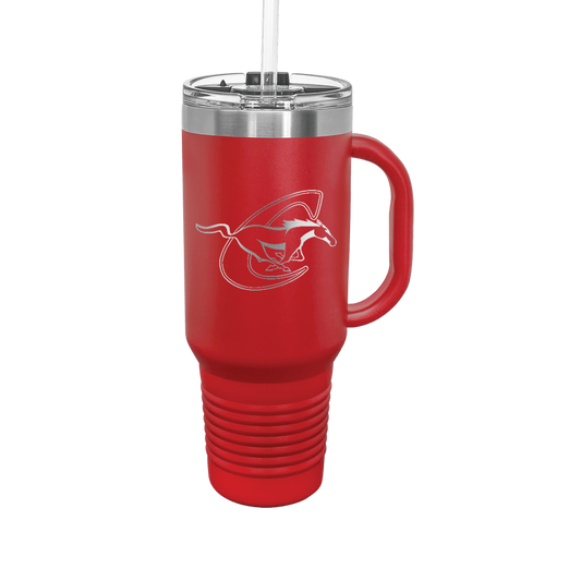 Red 40oz Tumbler With Chisum Horse No Name