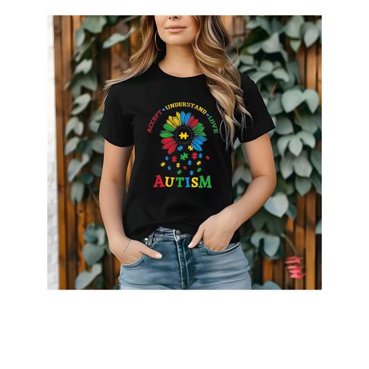 Autism sunflower puzzle pieces T- shirt