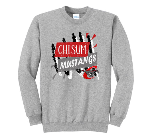 MUSTANGS SCRIBBLE CREWNECK SWEATSHIRT