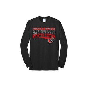 BLACK 50/50 Long Sleeve WITH OMBRE MUSTANGS BASKETBALL GRAPHIC