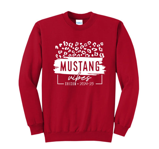 MUSTANG VIBES SOLID CREWNECK SWEATSHIRT
