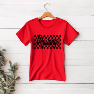 CHECKERED MUSTANGS T-SHIRT BELLA CANVAS