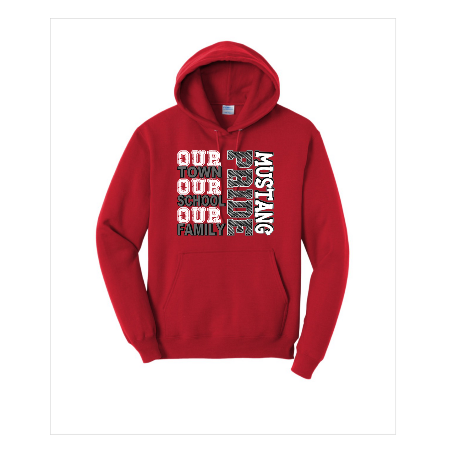 Red Hoodie With Our Town Graphic