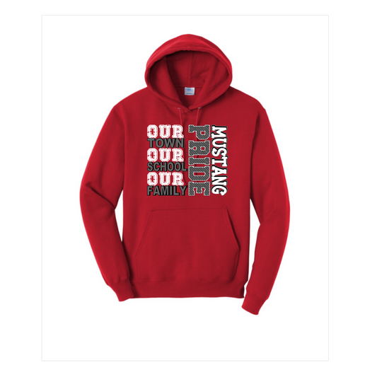 Red Hoodie With Our Town Graphic