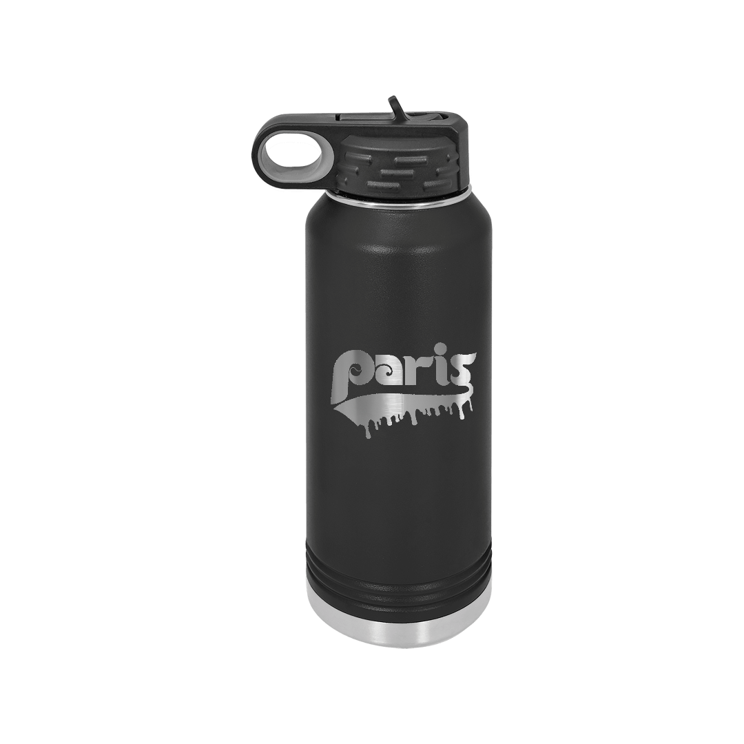 32oz Black Paris Drip Water Bottle
