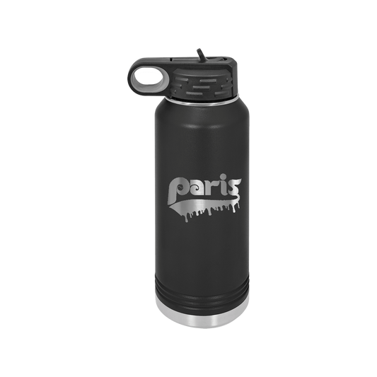 32oz Black Paris Drip Water Bottle