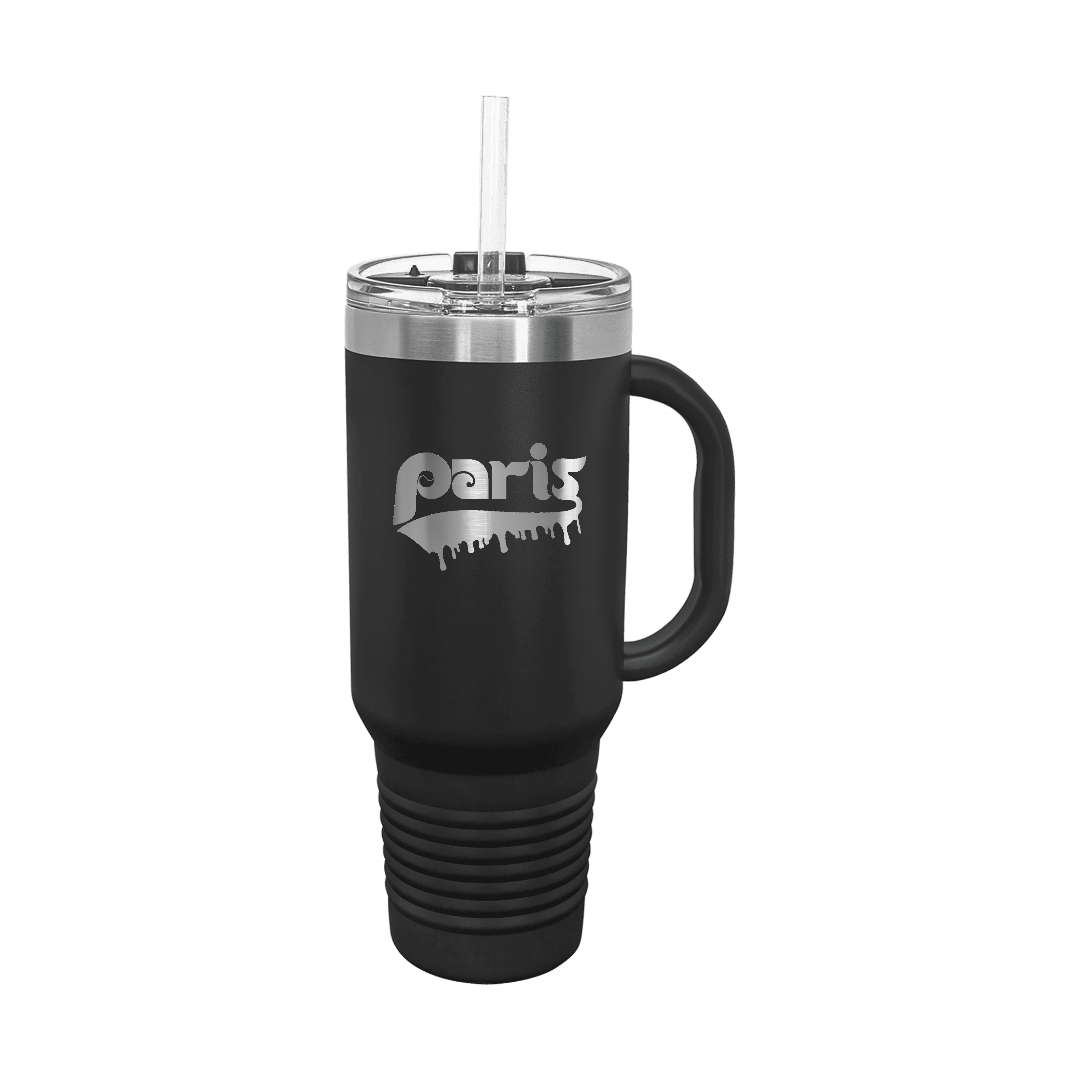 40oz Black Tumbler Paris Drip Logo