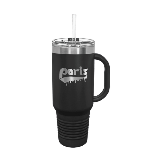 40oz Black Tumbler Paris Drip Logo