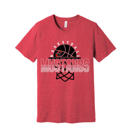 Red T-Shirt with mustangs basketball graphic